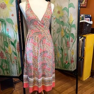 Old Navy pink paisley v neck cross top stretchy summer dress